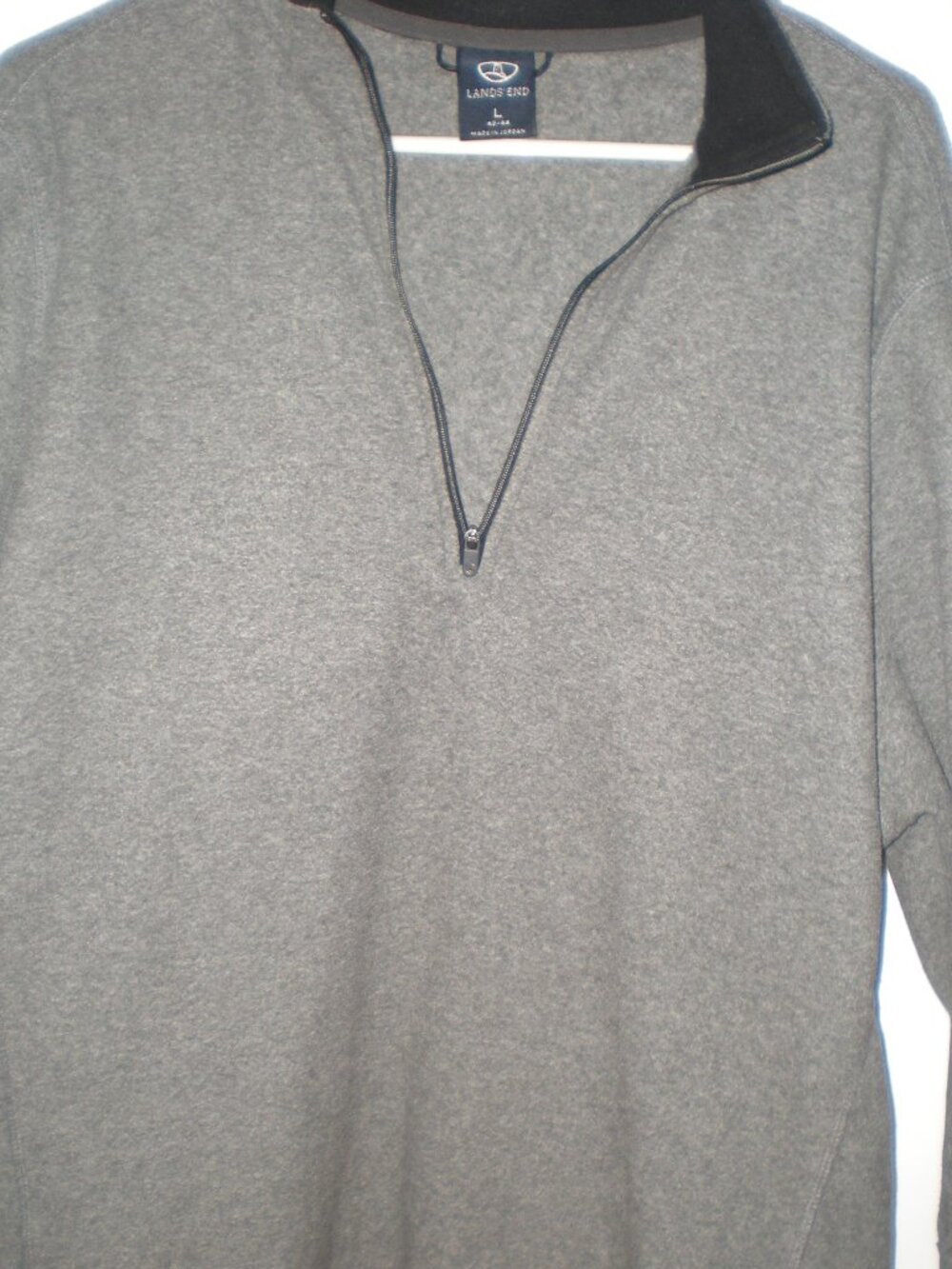 Land's End Large Gray Fleece Quarter Zip